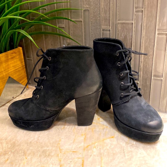 Steve Madden Shoes - Steve Madden Distressed Black Suede Platform Booties